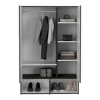 Rosie Armoire Two Door with Two Open Shelves, Five Shelves and Hanging Rod - N/A