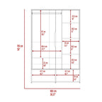 Rosie Armoire Two Door with Two Open Shelves, Five Shelves and Hanging Rod - N/A