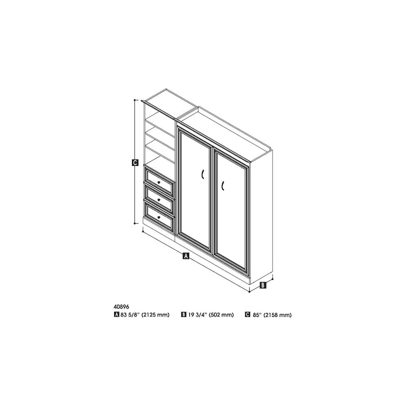 Versatile Full Murphy Bed and Closet Organizer (84W) by Bestar