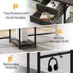 Extra Long Two Person Desk,Industrial Workstation for Home Office78 Double Computer Desk with Drawers and Storage Shelves