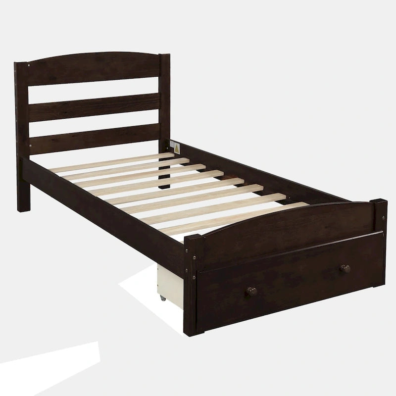 Platform Twin Bed Frame with Storage Drawer
