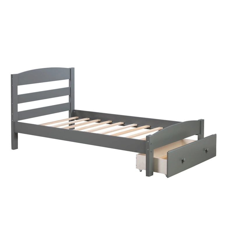 Platform Twin Bed Frame with Storage Drawer