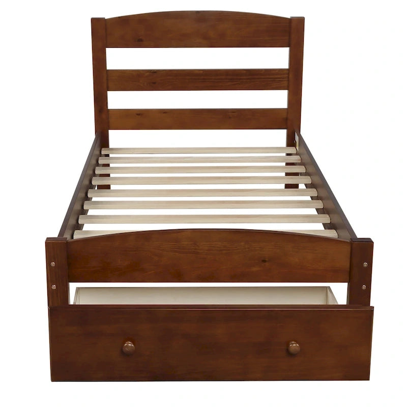 Platform Twin Bed Frame with Storage Drawer