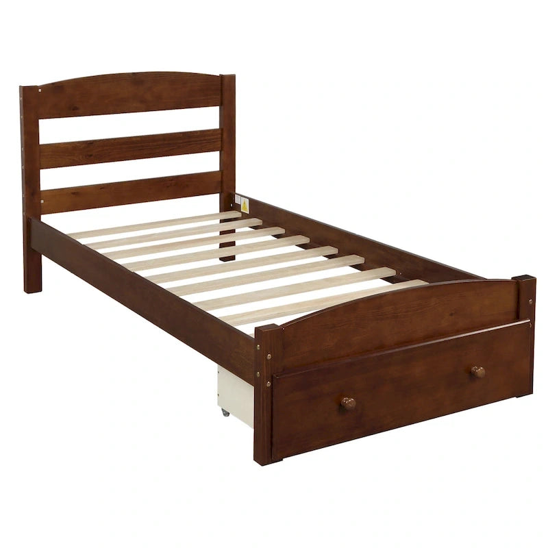 Platform Twin Bed Frame with Storage Drawer