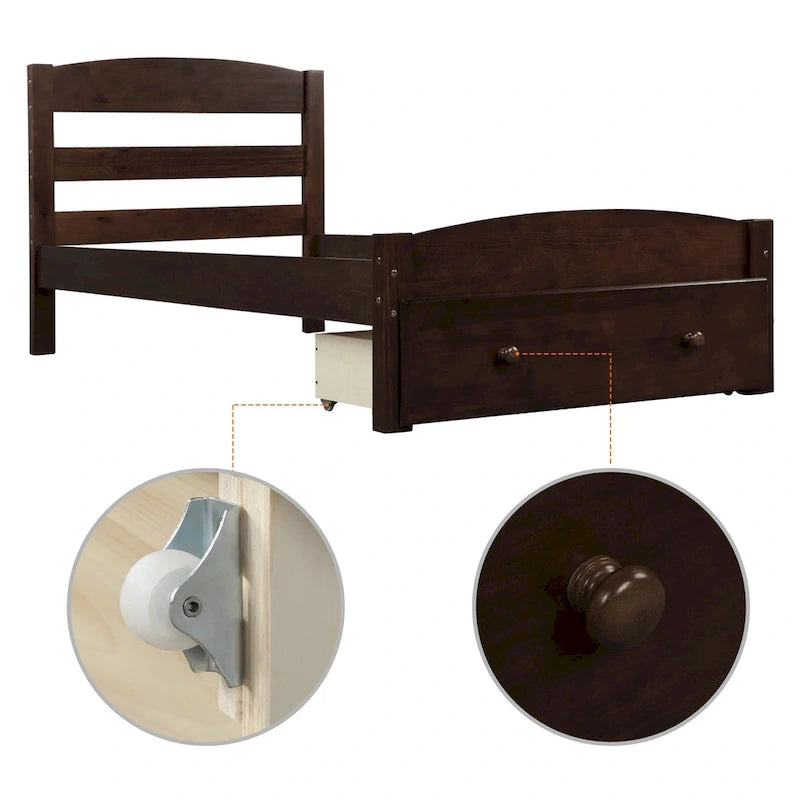 Platform Twin Bed Frame with Storage Drawer