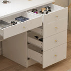 39.4Wide Makeup Vanity Set with Stool and 3 Color Touching Mirror - 39.4W