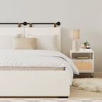 Charlie Wall Mount Boucle Upholstered Padded Headboard, Adjustable Height with Metal Rail