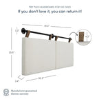 Charlie Wall Mount Boucle Upholstered Padded Headboard, Adjustable Height with Metal Rail