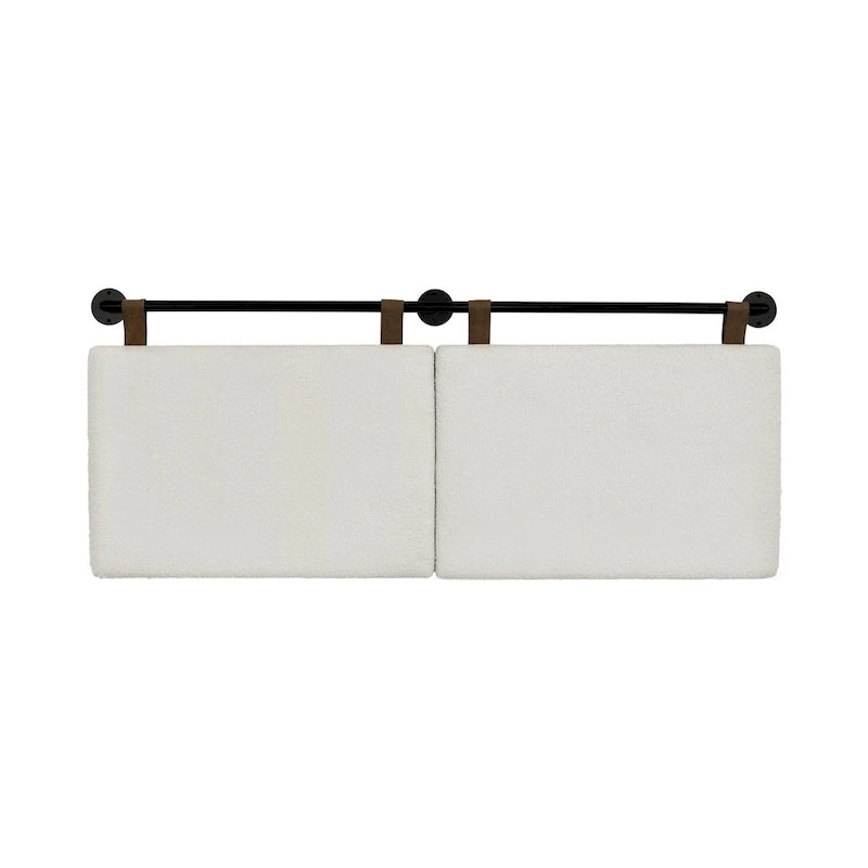 Charlie Wall Mount Boucle Upholstered Padded Headboard, Adjustable Height with Metal Rail
