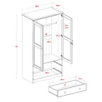 Palace Imports 100% Solid Wood Smart Wardrobe Armoire with 2 Drawers, Metal or Wooden Knobs