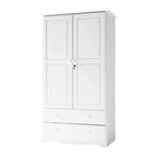 Palace Imports 100% Solid Wood Smart Wardrobe Armoire with 2 Drawers, Metal or Wooden Knobs
