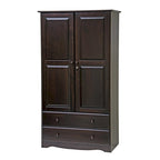 Palace Imports 100% Solid Wood Smart Wardrobe Armoire with 2 Drawers, Metal or Wooden Knobs