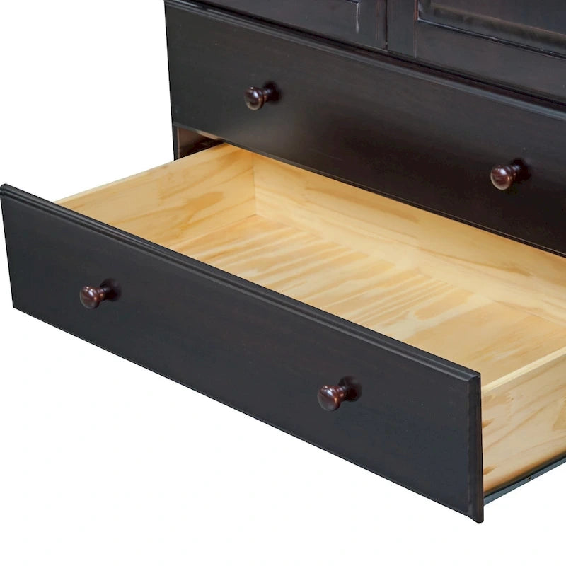 Palace Imports 100% Solid Wood Smart Wardrobe Armoire with 2 Drawers, Metal or Wooden Knobs