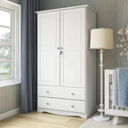 Palace Imports 100% Solid Wood Smart Wardrobe Armoire with 2 Drawers, Metal or Wooden Knobs