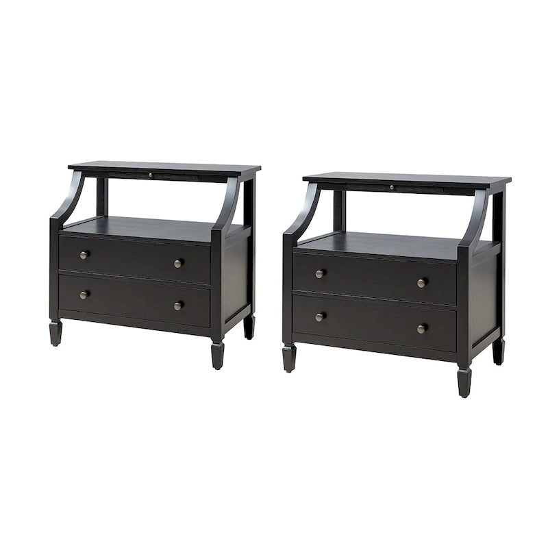 Jennifer 2 - Drawer Nightstand with Built-In Outlets and Pull-out Tray Set of 2 by HULALA HOME