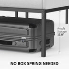 Metal Platform Bed Frame with Storage No Box Spring Steel Slat Support