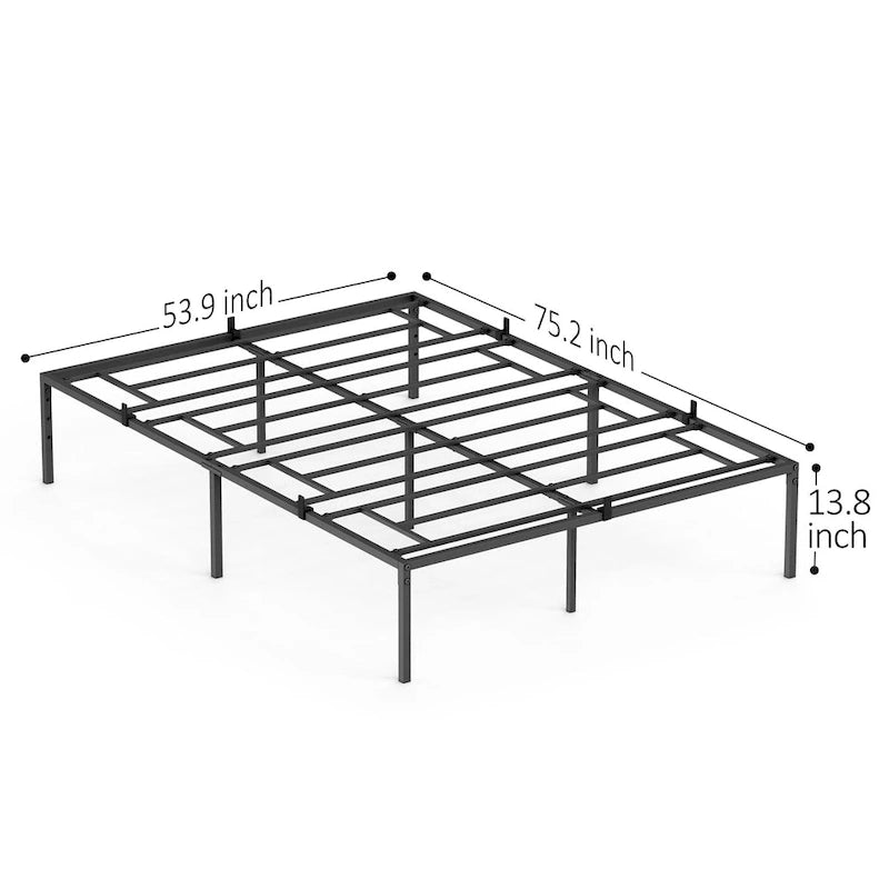 Metal Platform Bed Frame with Storage No Box Spring Steel Slat Support