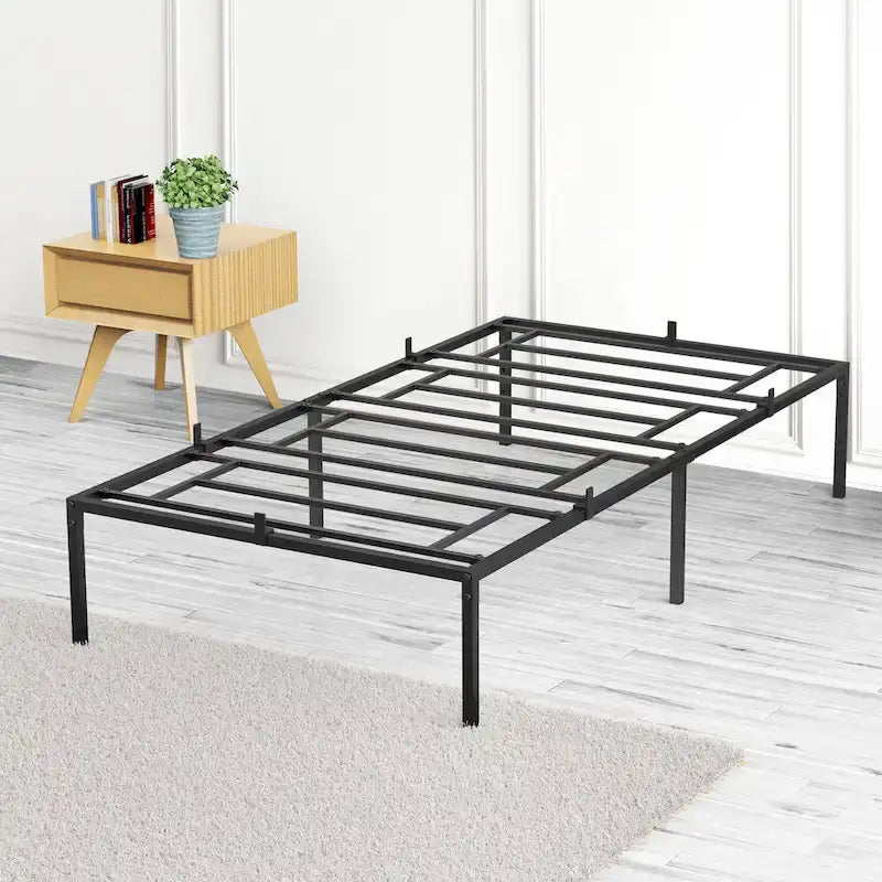 Metal Platform Bed Frame with Storage No Box Spring Steel Slat Support