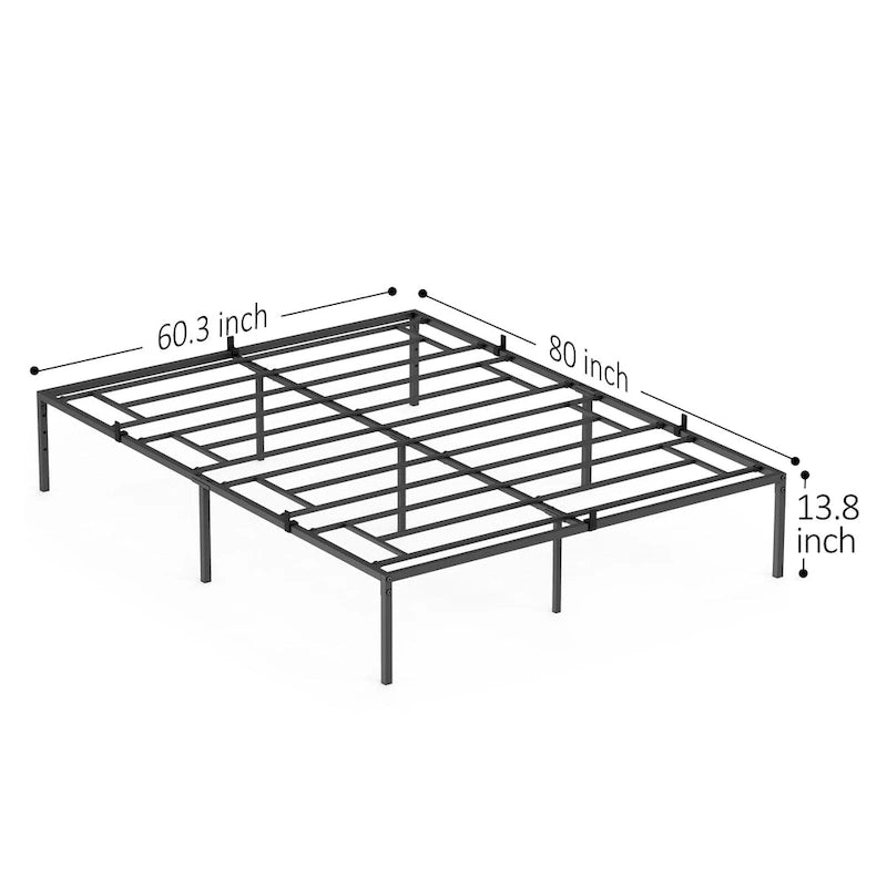 Metal Platform Bed Frame with Storage No Box Spring Steel Slat Support