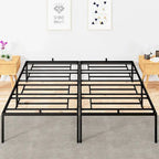 Metal Platform Bed Frame with Storage No Box Spring Steel Slat Support