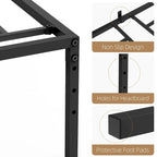 Metal Platform Bed Frame with Storage No Box Spring Steel Slat Support
