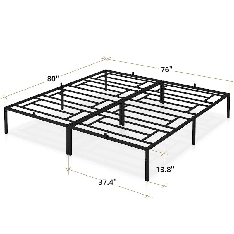 Metal Platform Bed Frame with Storage No Box Spring Steel Slat Support