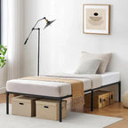 Metal Platform Bed Frame with Storage No Box Spring Steel Slat Support