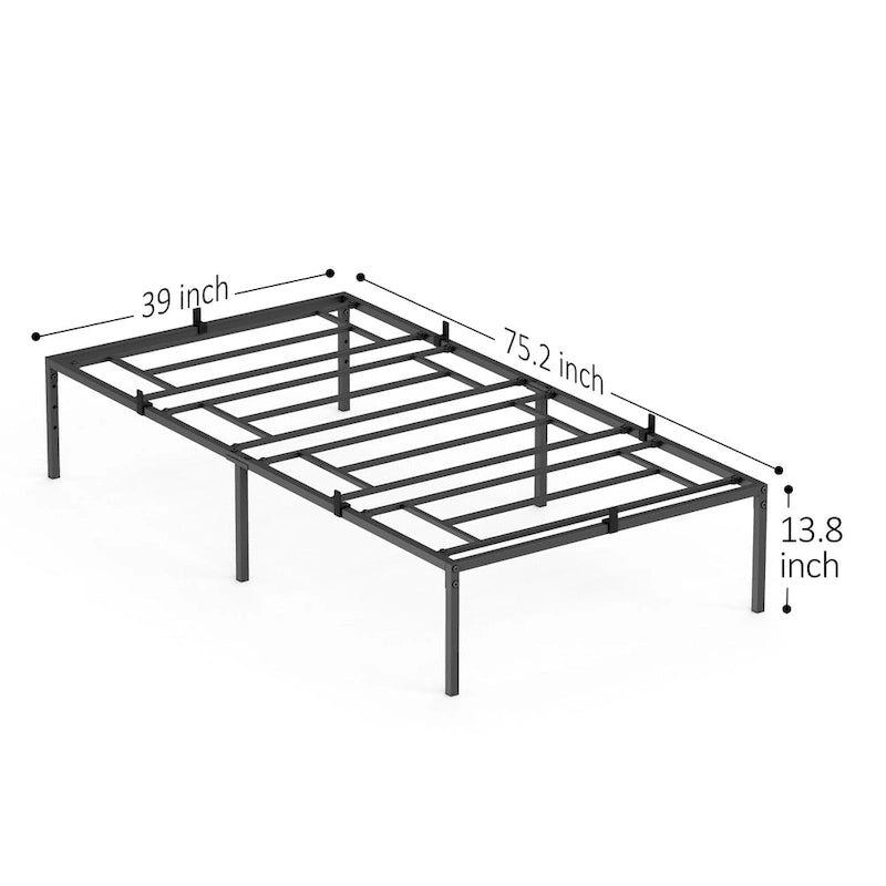Metal Platform Bed Frame with Storage No Box Spring Steel Slat Support