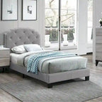 Poundex Platform Button Tufted Twin Bed