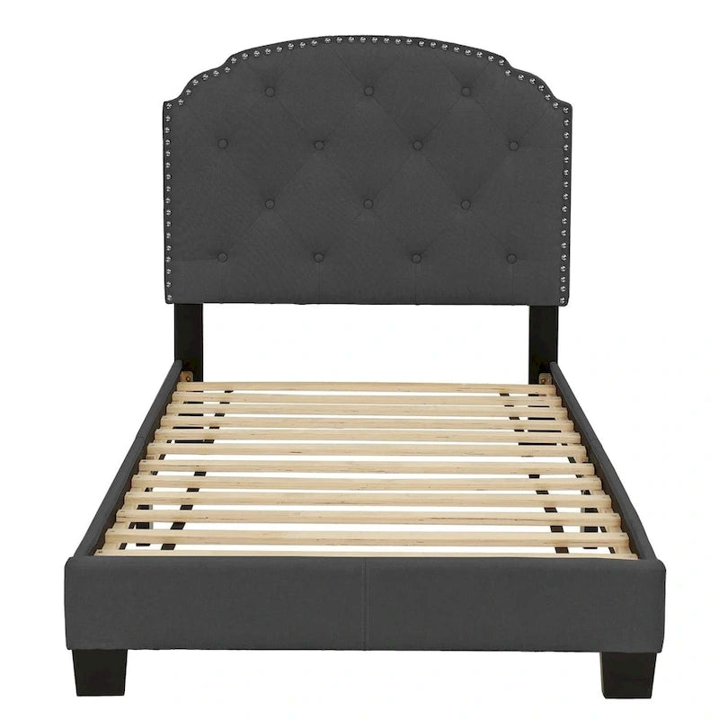 Poundex Platform Button Tufted Twin Bed