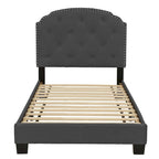 Poundex Platform Button Tufted Twin Bed