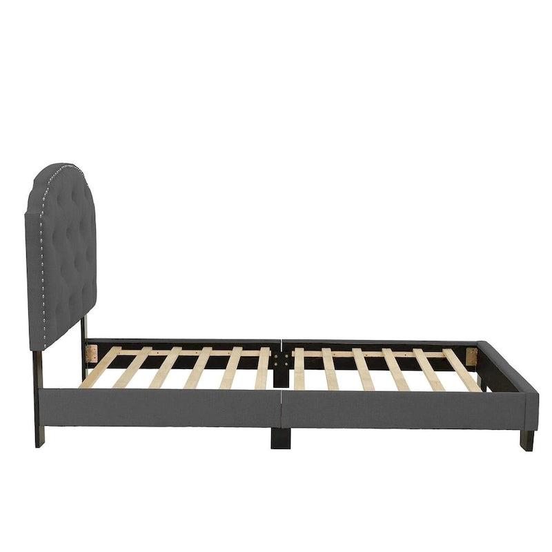Poundex Platform Button Tufted Twin Bed