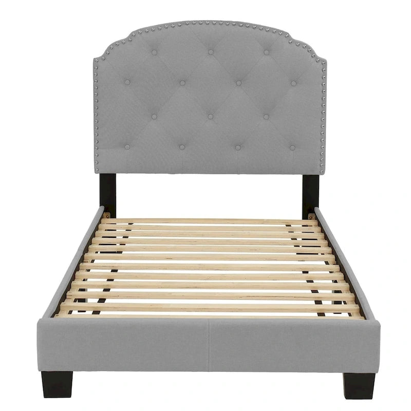 Poundex Platform Button Tufted Twin Bed