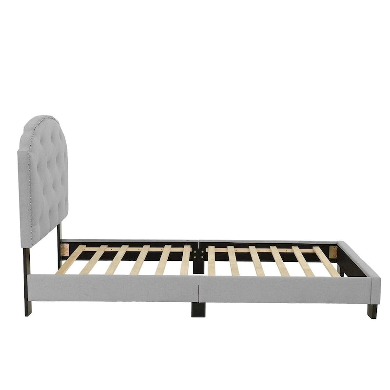 Poundex Platform Button Tufted Twin Bed
