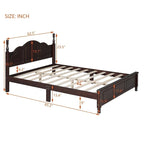 Queen Size Wood Platform Bed Frame,Retro Style Platform Bed