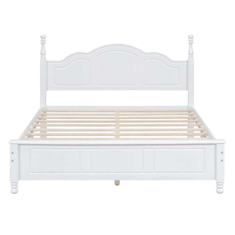 Queen Size Wood Platform Bed Frame,Retro Style Platform Bed