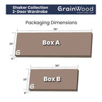 Grain Wood Furniture Shaker 2-Door Solid Wood Armoire - 41x72x22