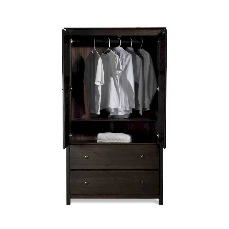 Grain Wood Furniture Shaker 2-Door Solid Wood Armoire - 41x72x22