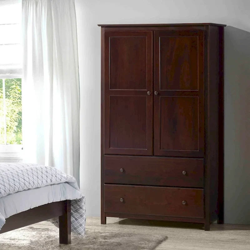 Grain Wood Furniture Shaker 2-Door Solid Wood Armoire - 41x72x22