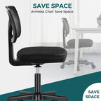 Armless Small Office Desk Chair with Back