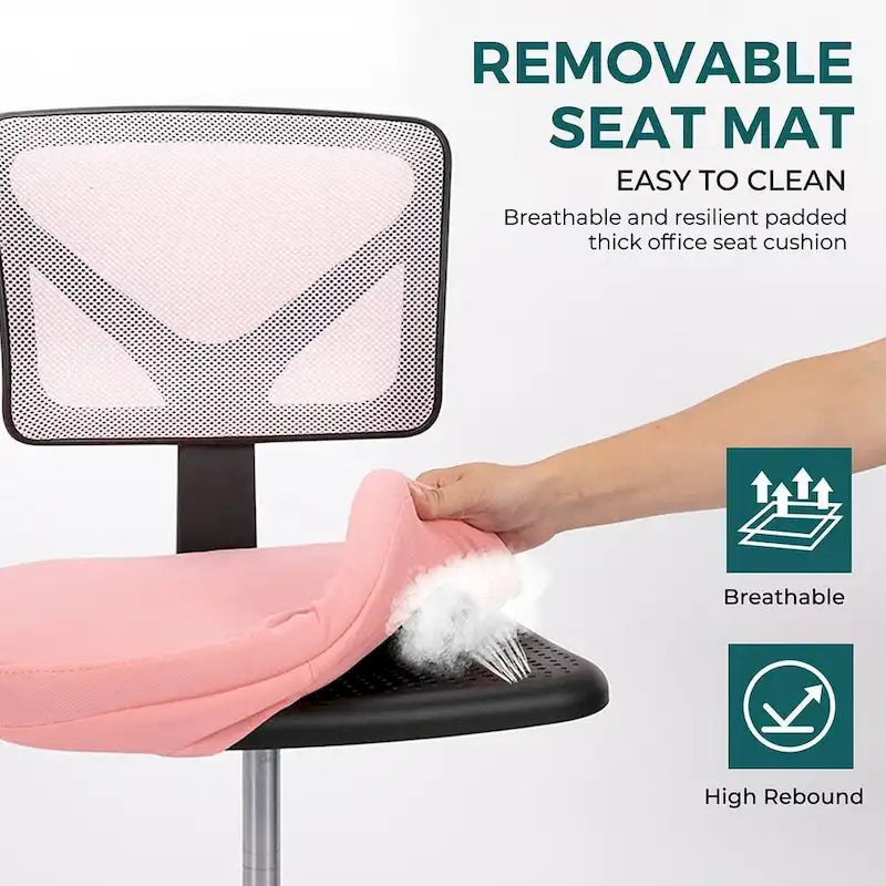 Armless Small Office Desk Chair with Back