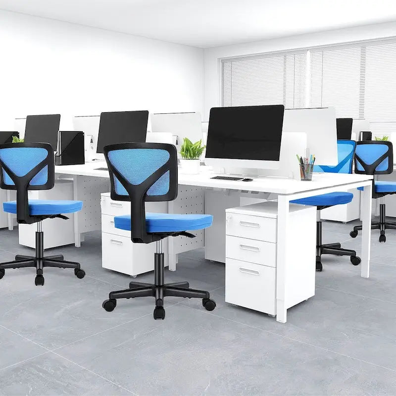 Armless Small Office Desk Chair with Back
