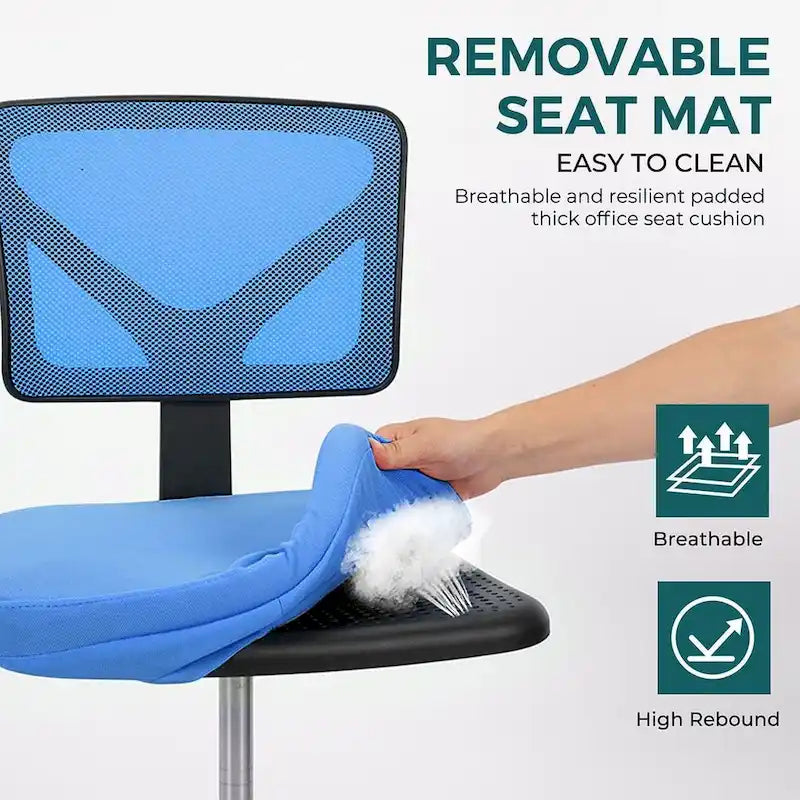 Armless Small Office Desk Chair with Back