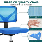 Armless Small Office Desk Chair with Back