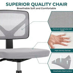 Armless Small Office Desk Chair with Back