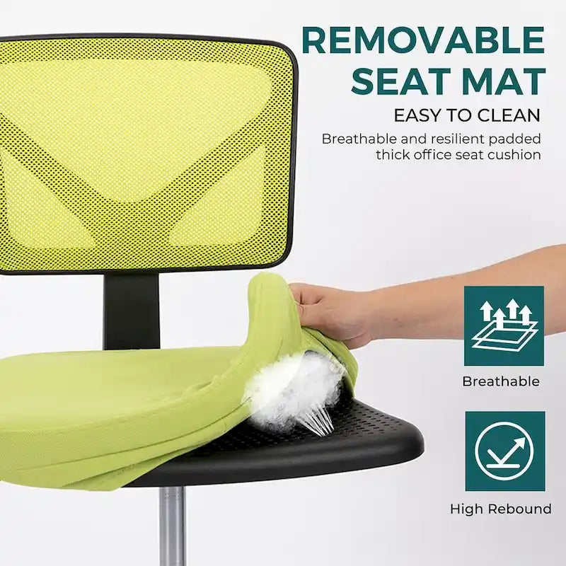 Armless Small Office Desk Chair with Back