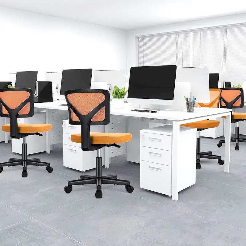 Armless Small Office Desk Chair with Back