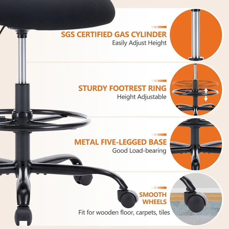 Drafting Chair - Tall Office Chair for Adjustable Standing Desks