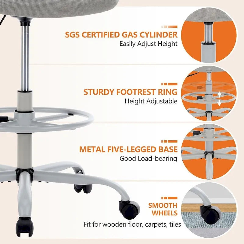 Drafting Chair - Tall Office Chair for Adjustable Standing Desks