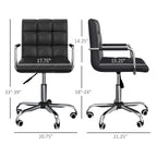 HOMCOM Modern Computer Desk Office Chair with Upholstered PU Leather, Adjustable Heights, Swivel 360 Wheels, Black